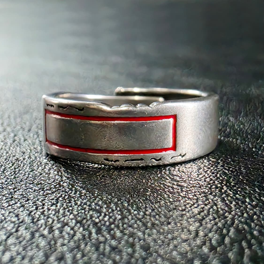 Cinnabar 실버 남자 엔틱 빈티지 명품 고대 스퀘어 레드 반지 상품이미지3