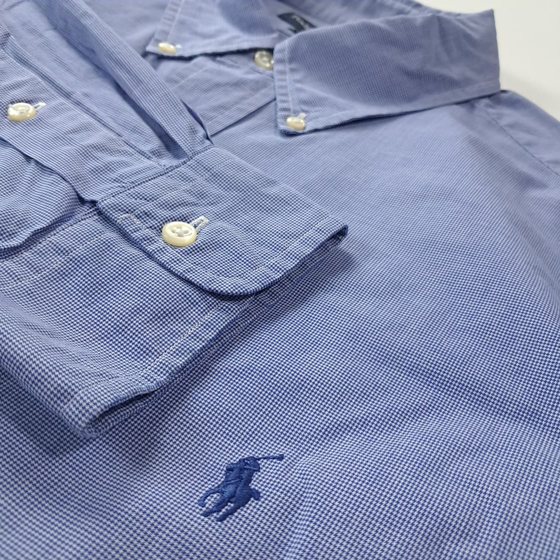 CJ373 2XL 폴로 빅사이즈 90s 블루 마이크로하운드투스 셔츠 남 상품이미지4