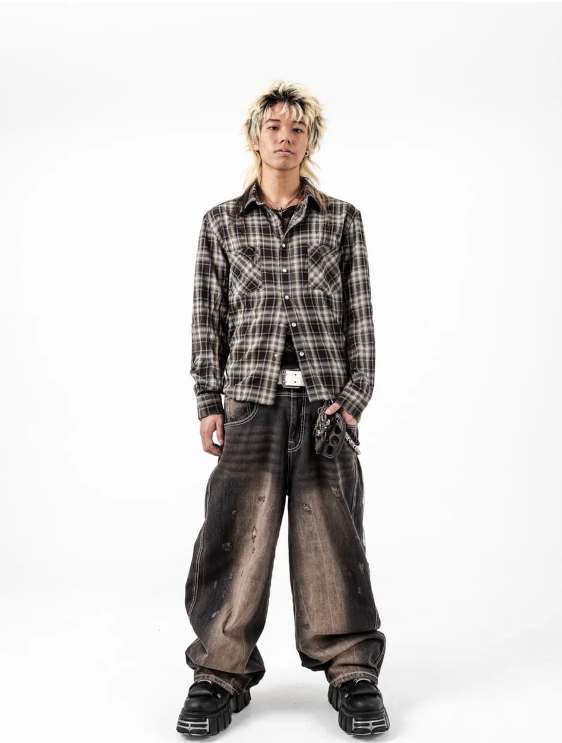 (2002)Line stone check shirts 상품이미지2