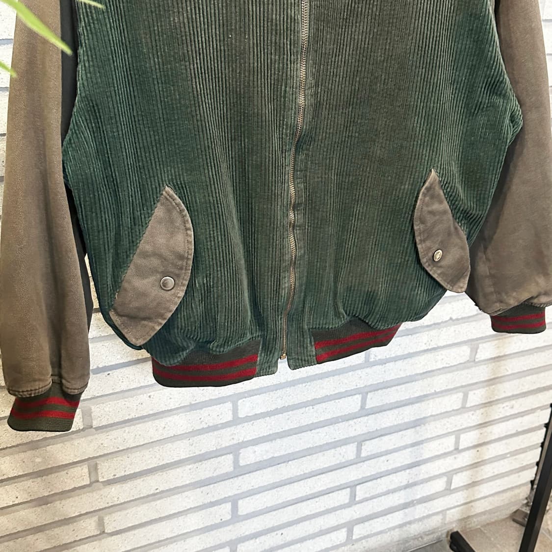 JPN VINTAGE 코듀로이 블루종 자켓 어스톤 배색 디테일 딥그린 상품이미지5