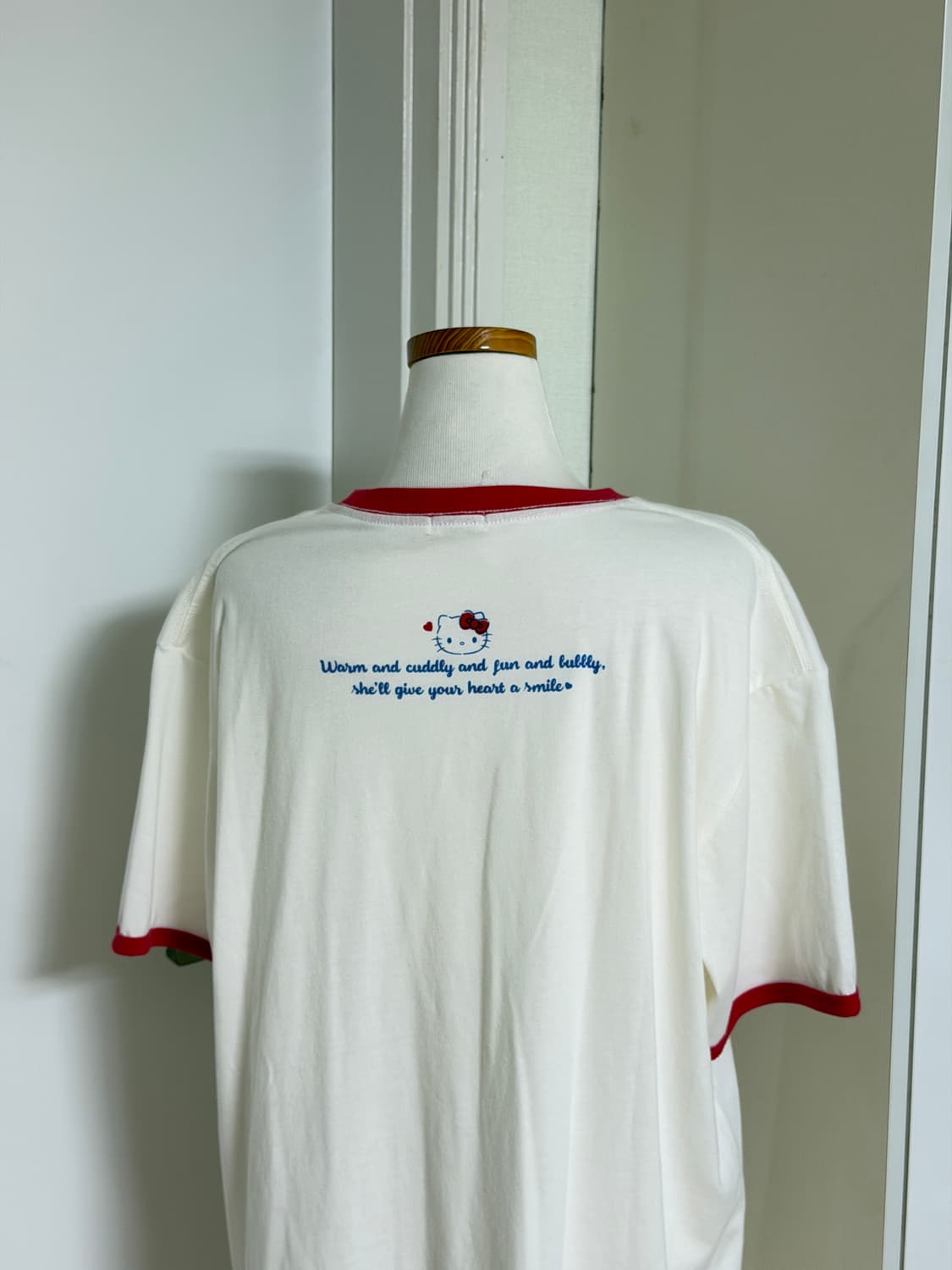 헬로키티 링거 레드 화이트 티셔츠 상품이미지3