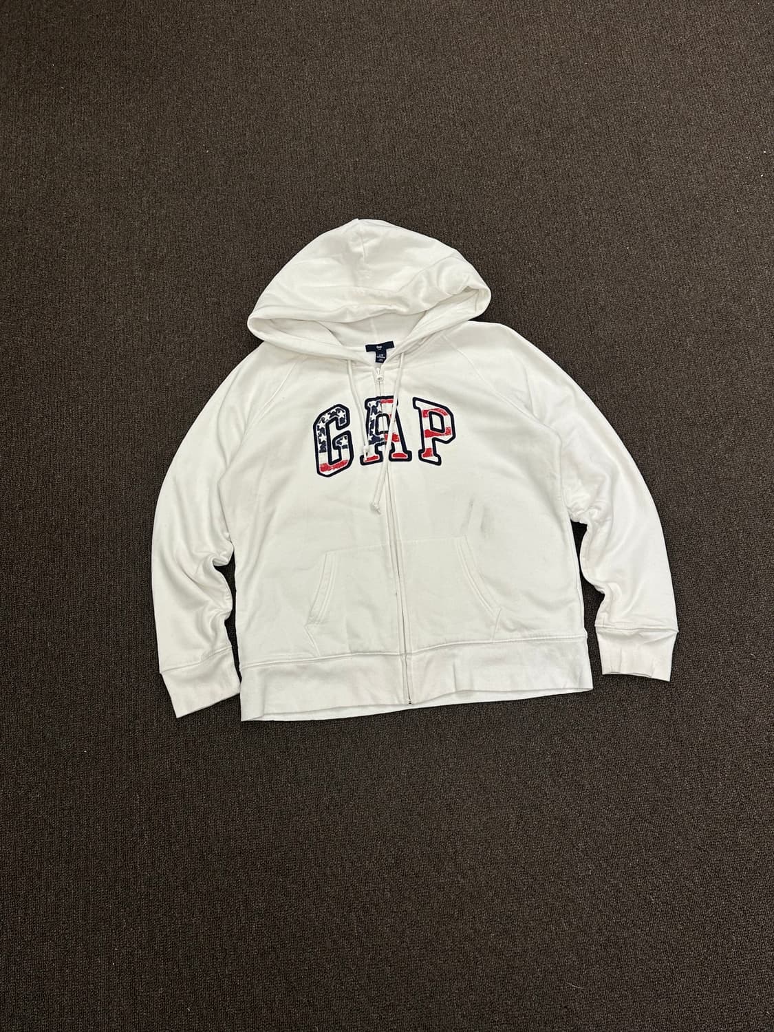 XL)GAP 빈티지 성조기 빅로고 화이트 후드집업(이염) 상품이미지3