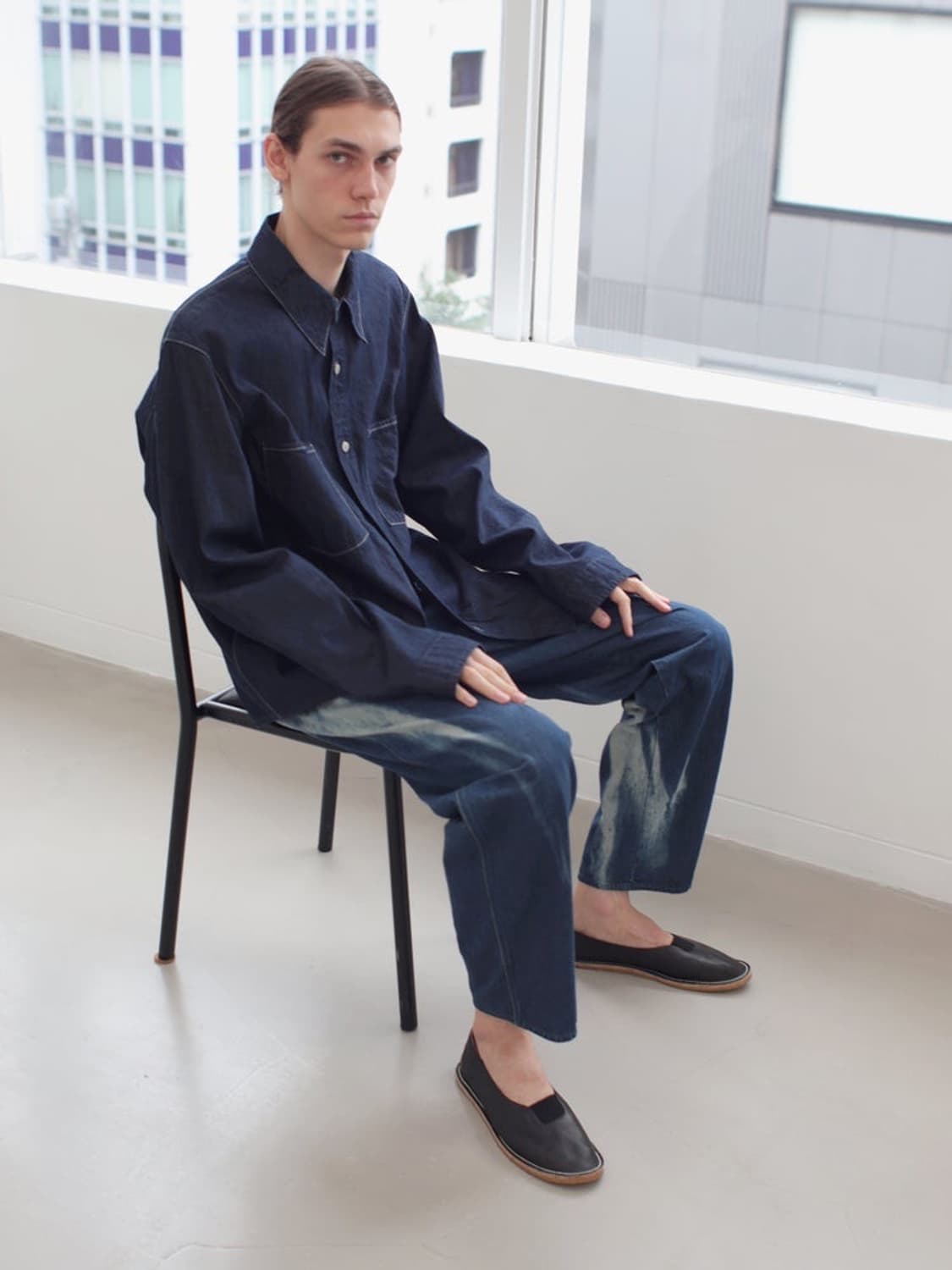 [4][XL] 오라리 하드 트위스트 라이트 데님 셔츠 블루종  상품이미지10