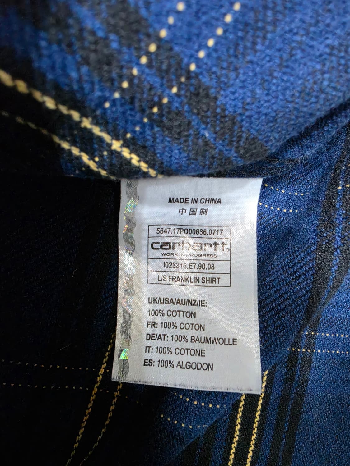 칼하트 wip 투포켓 프랭클린 플란넬 체크 셔츠 M 상품이미지7