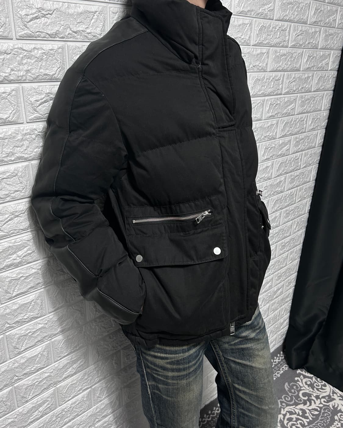 올세인츠 레더 판넬 패디드 자켓 상품이미지3