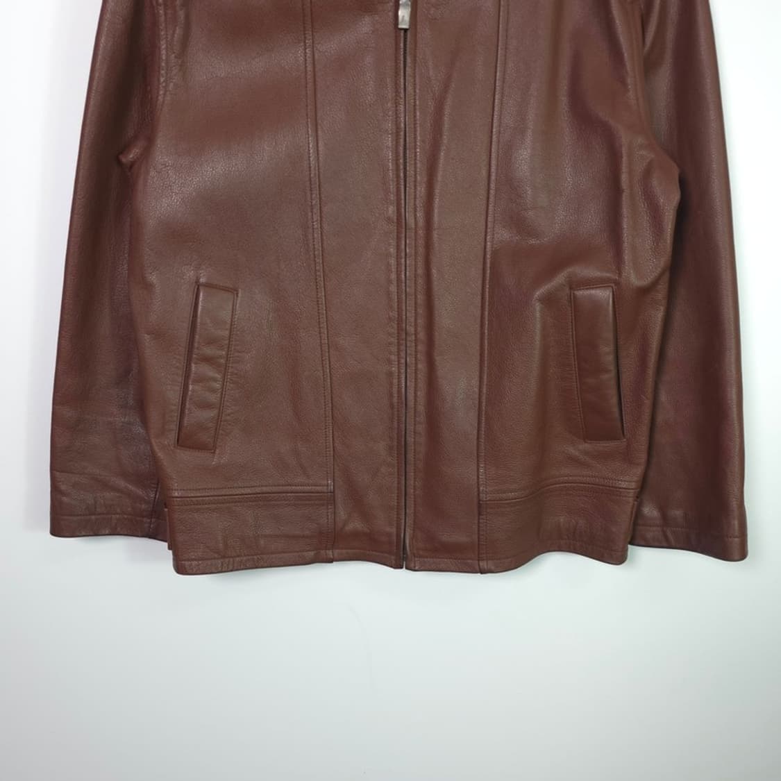 Silk 빈티지 레드브라운 헤비웨이트 소가죽 트러커 자켓 XL 상품이미지4