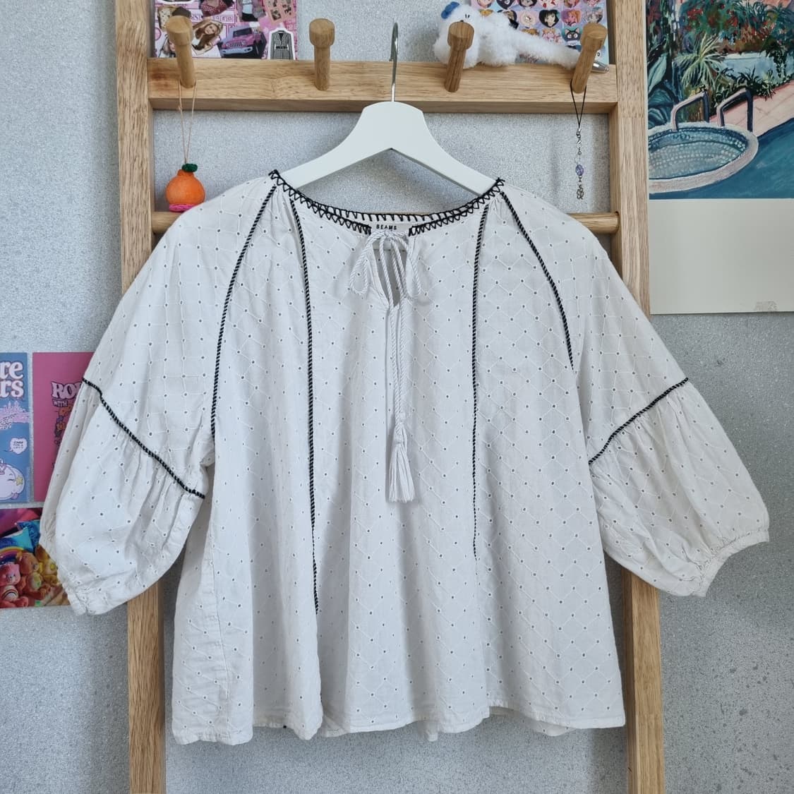 JPN Dot Stitch Cotton Blouse 상품이미지1