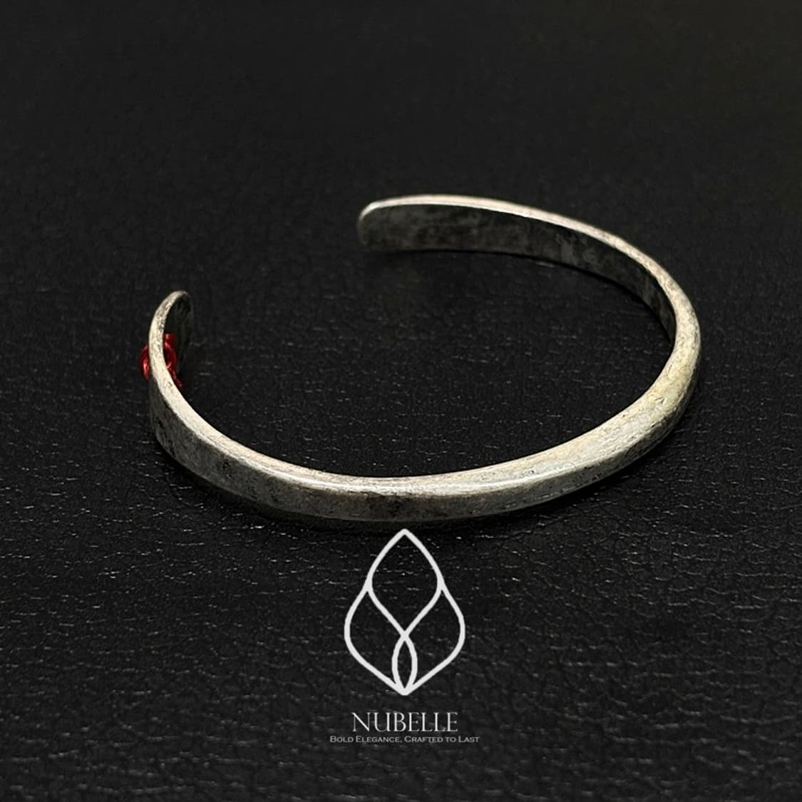 🌗 Red stitch bracelet / 엔틱 레드 스티치 실버 팔찌 상품이미지7