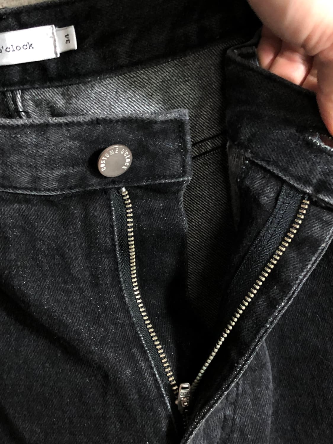 커스텀어클락 블랙 세미 와이드 청바지 흑청 데님 34 상품이미지7