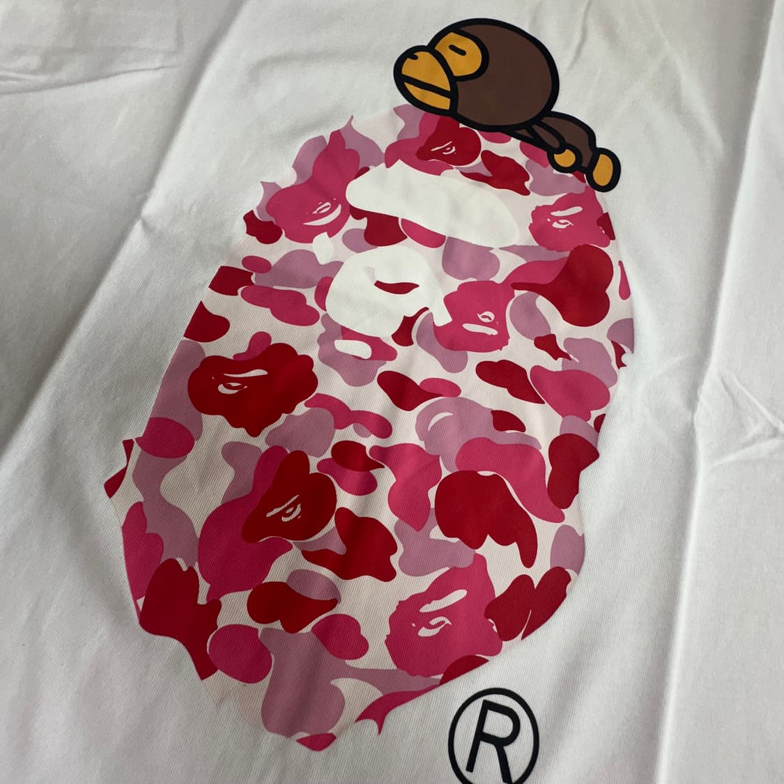 베이프 베이비 마일로 핑크 카모 반팔 화이트 상품이미지5