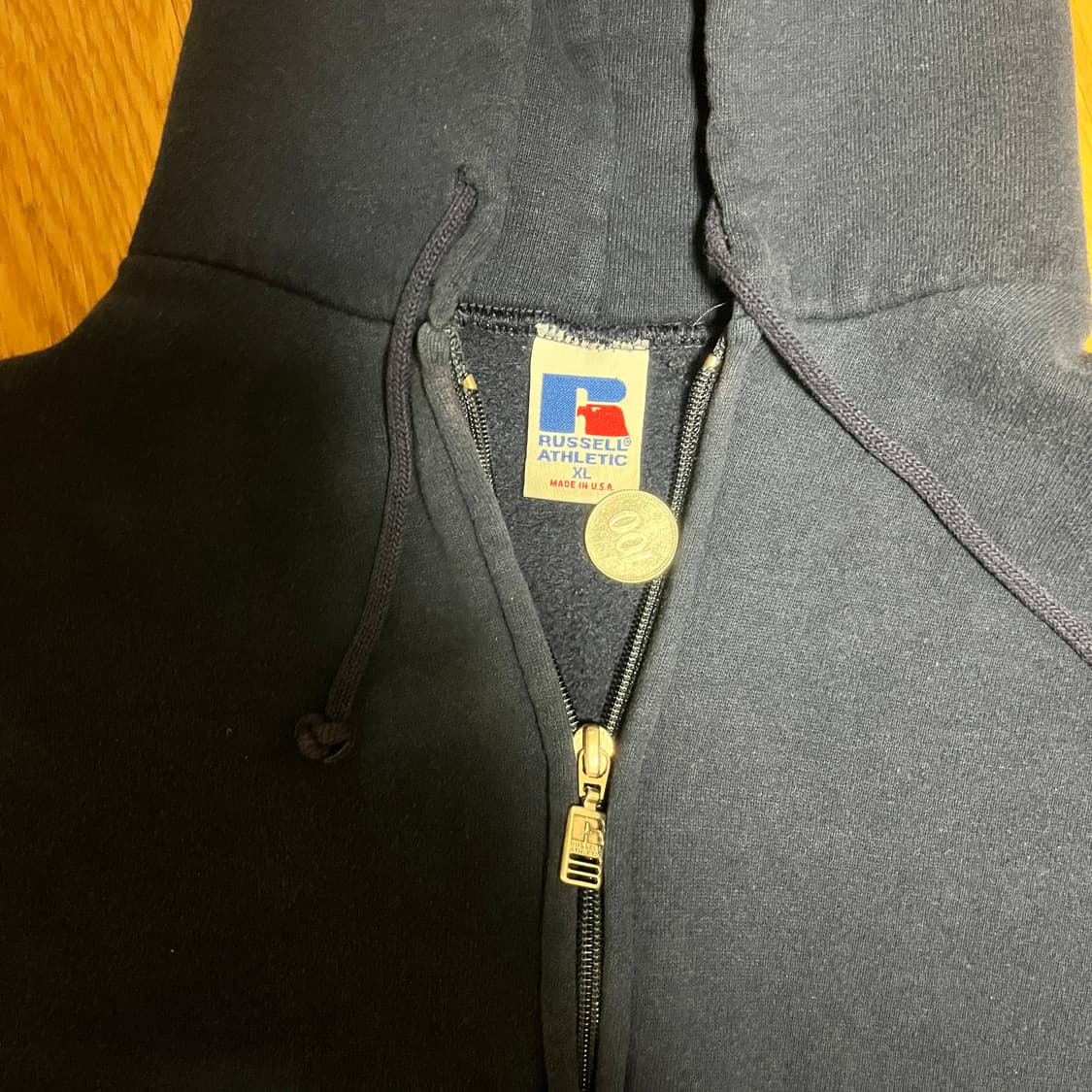 [XL] 90s USA 빈티지 러셀 후드집업 네이비 상품이미지3