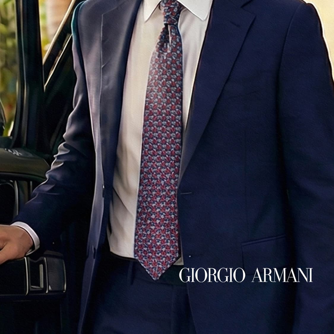 조르지오 아르마니 실크 네이비 패턴 넥타이 8.6cm A+등급 K1688 상품이미지1