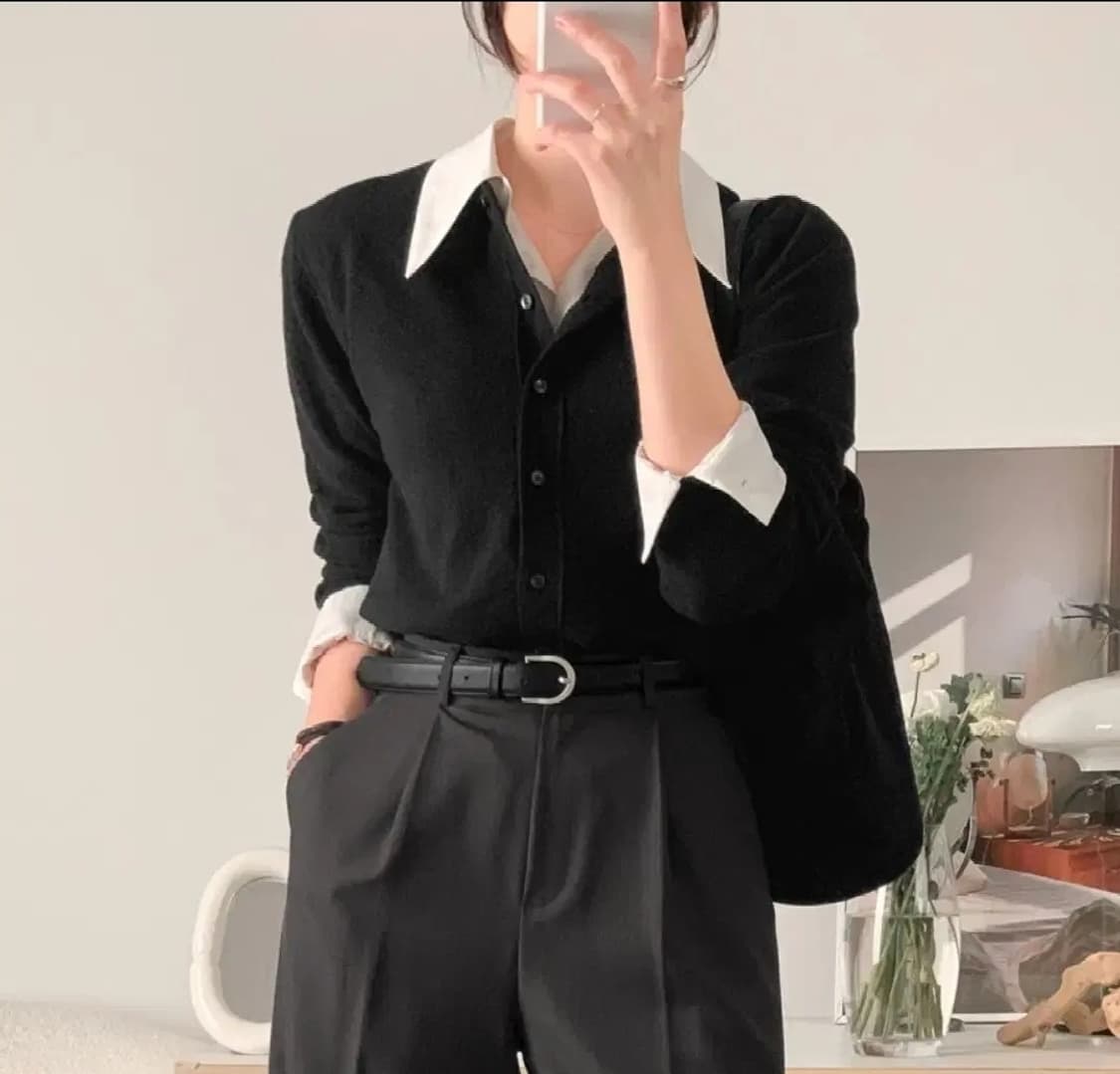 [새상품] 사색 빅카라 블라우스 상품이미지3