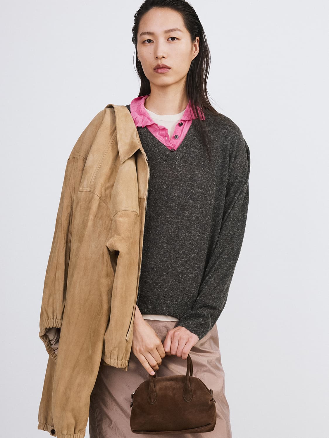 렉토 RECTO 스웨이드 헤링턴 자켓 점퍼 베이지 상품이미지4