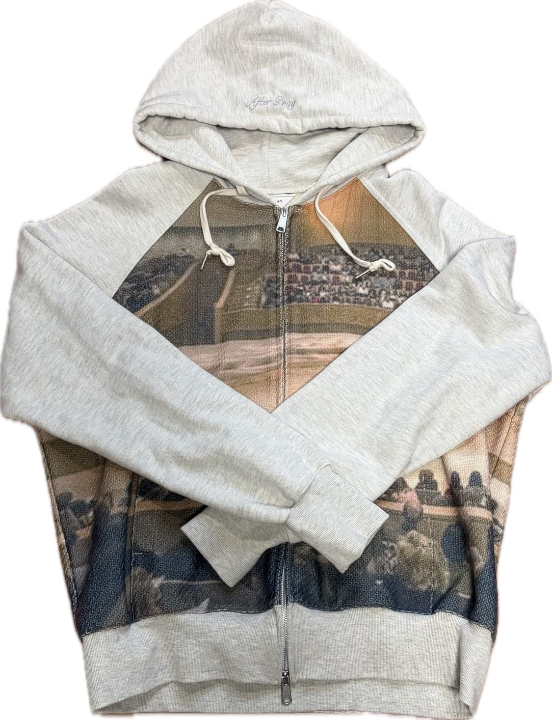 애프터프레이 프린트 패널 후디 집업 멜란지그레이 상품이미지1