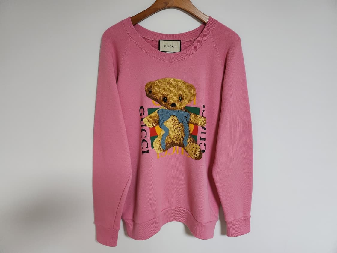 [XS] 구찌 핑크 테디베어 자수 맨투맨 상품이미지1