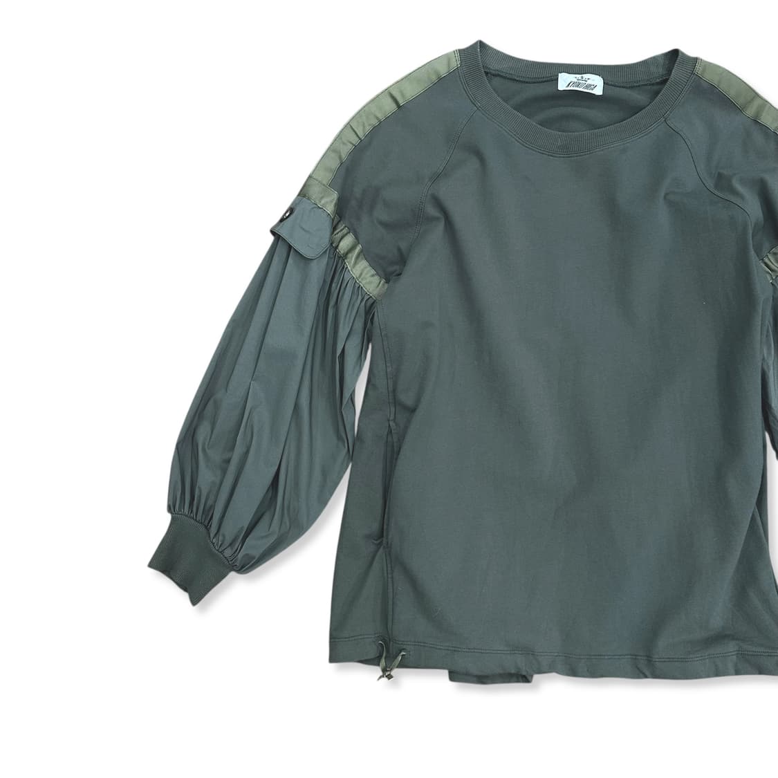 Khaki frill & string detail volume sweat 상품이미지2