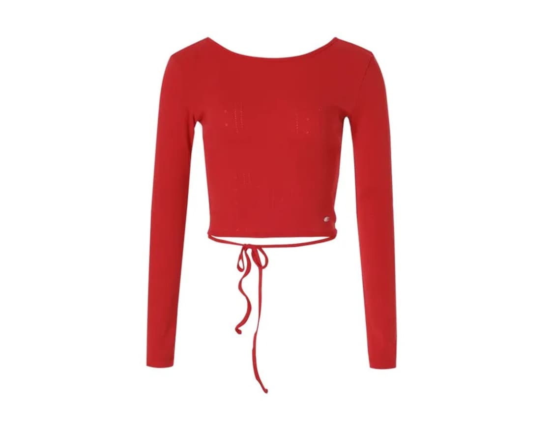 EYELET STRING CROP TOP red 상품이미지1
