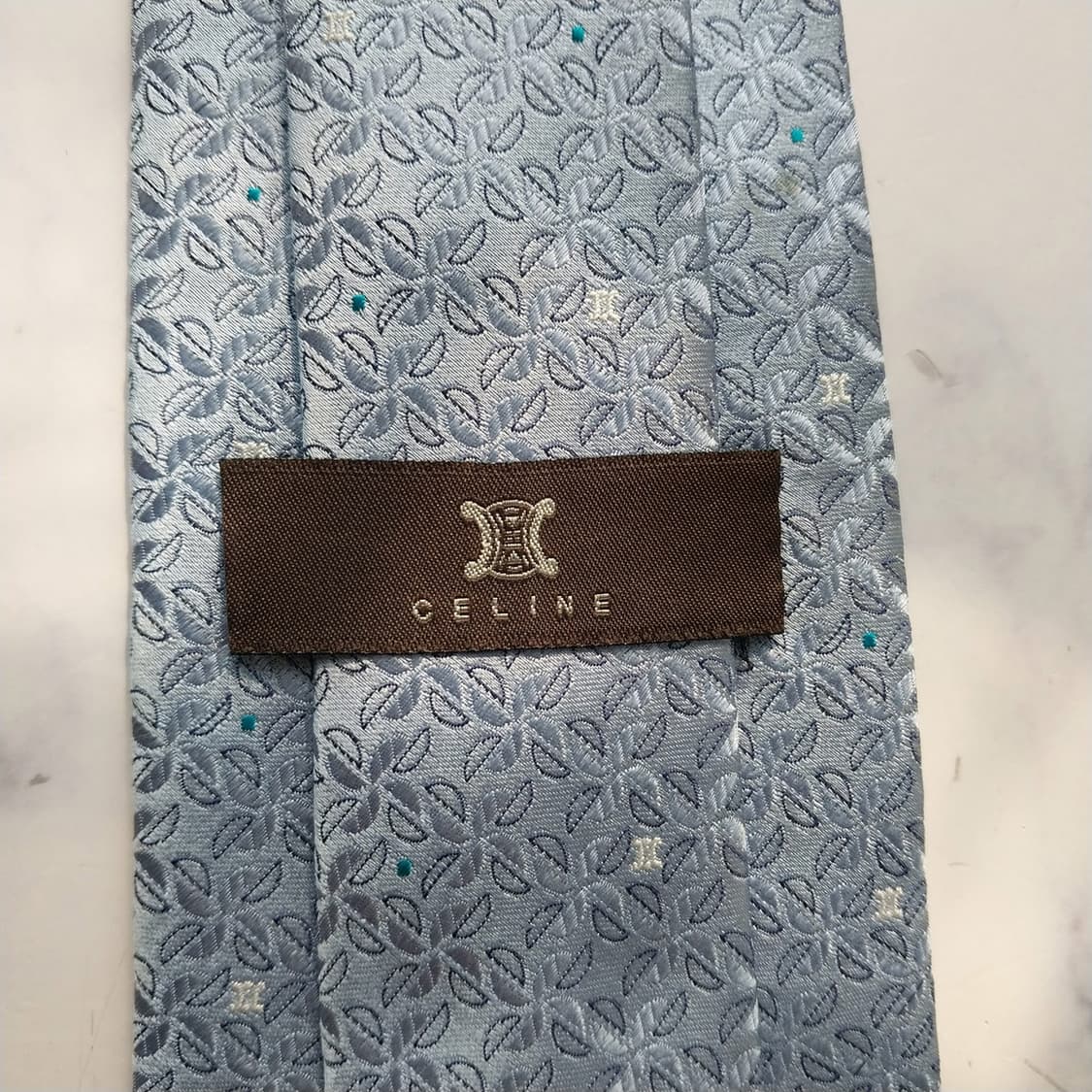 셀린느 실크 트리오페 전체 자수 패턴 넥타이 9.2cm B등급 K2278 상품이미지3