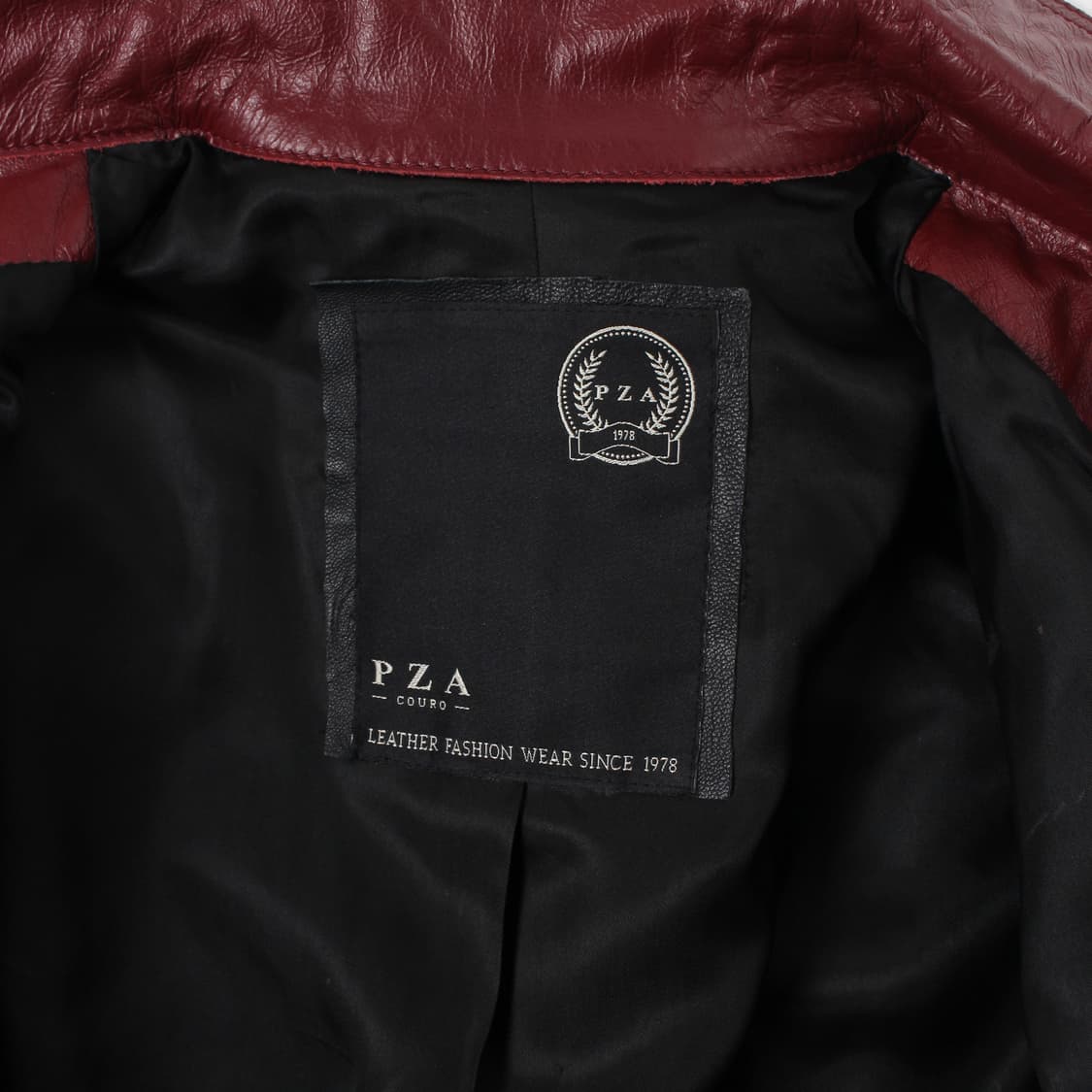 PZA 빈티지 버건디 레드 리얼 가죽 지퍼 크롭 자켓 상품이미지6