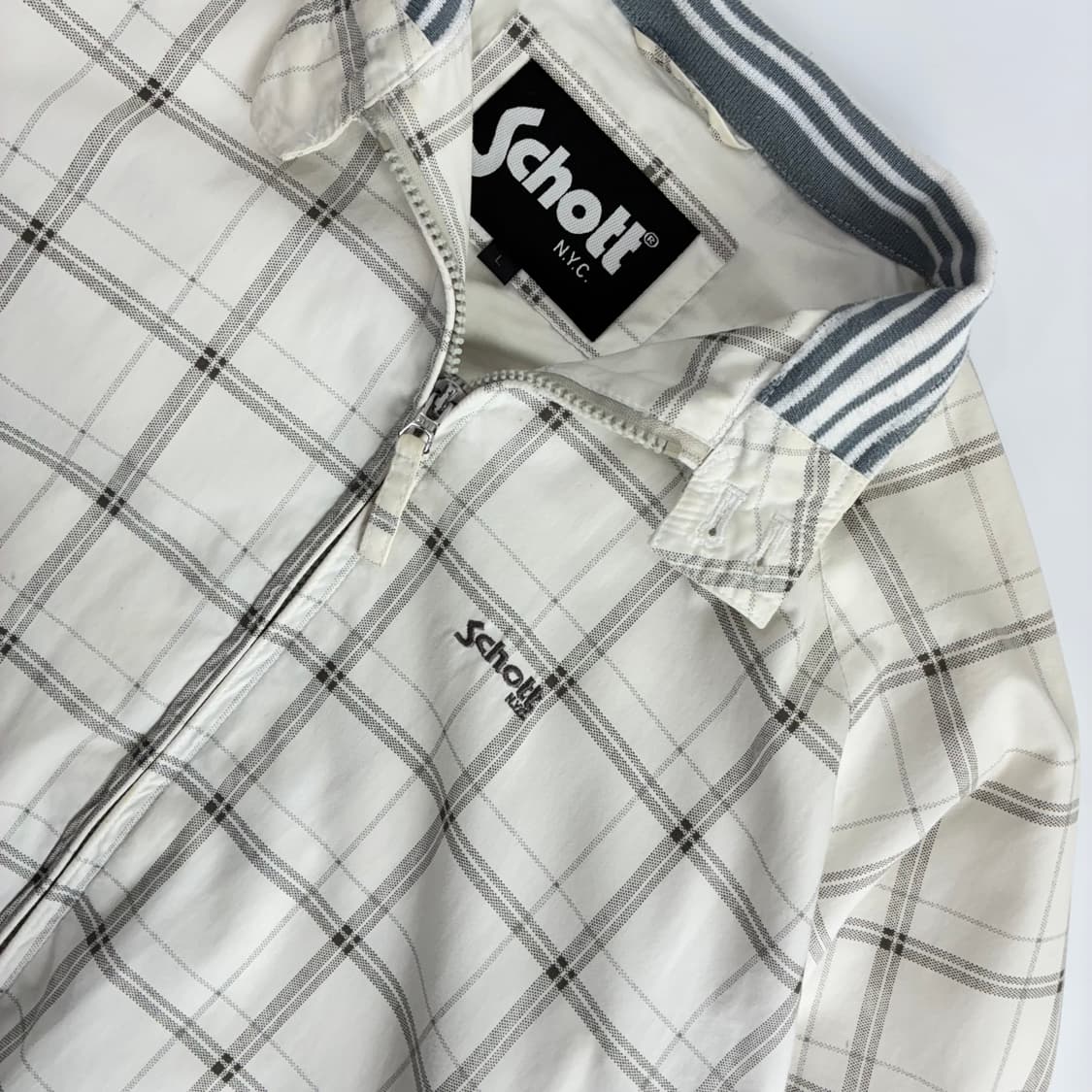 Schott 쇼트 90‘s 화이트 체크 바라쿠다 자켓 상품이미지5