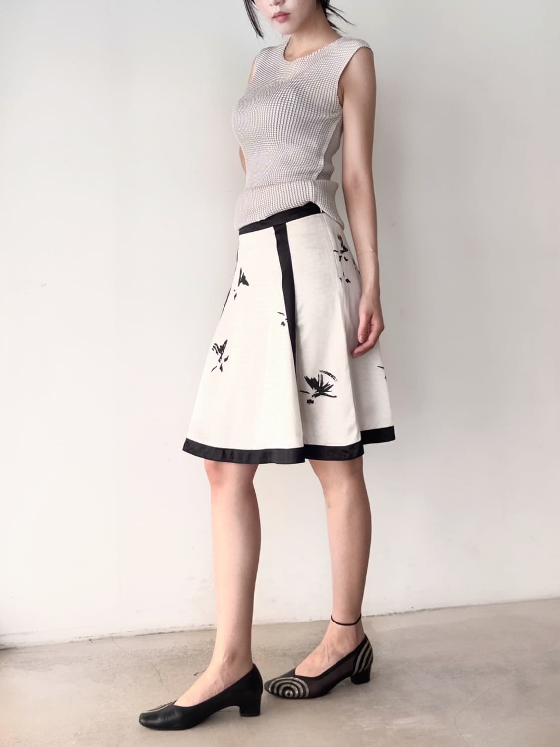 Square jacquard pleats sleeveless 상품이미지4