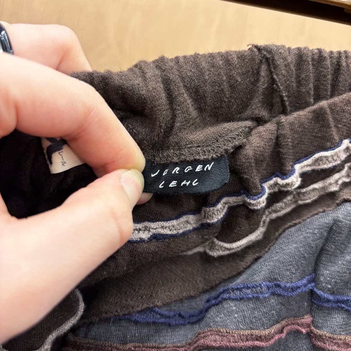 유르겐 렐 롱 스커트 에스닉 텍스처 입체 컬러 라인 패턴 디테일 브라운 상품이미지7