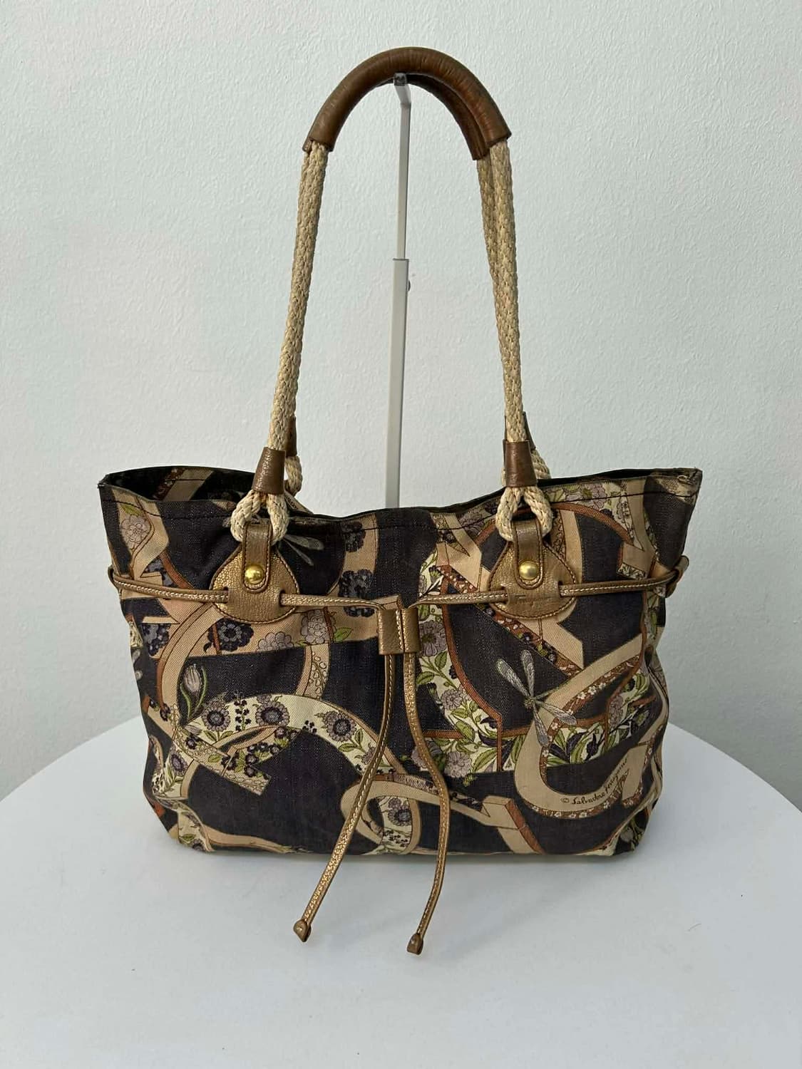 살바토레 페라가모 프린티드 캔버스 로프 핸드 쇼퍼 토트백 숄더백 상품이미지4