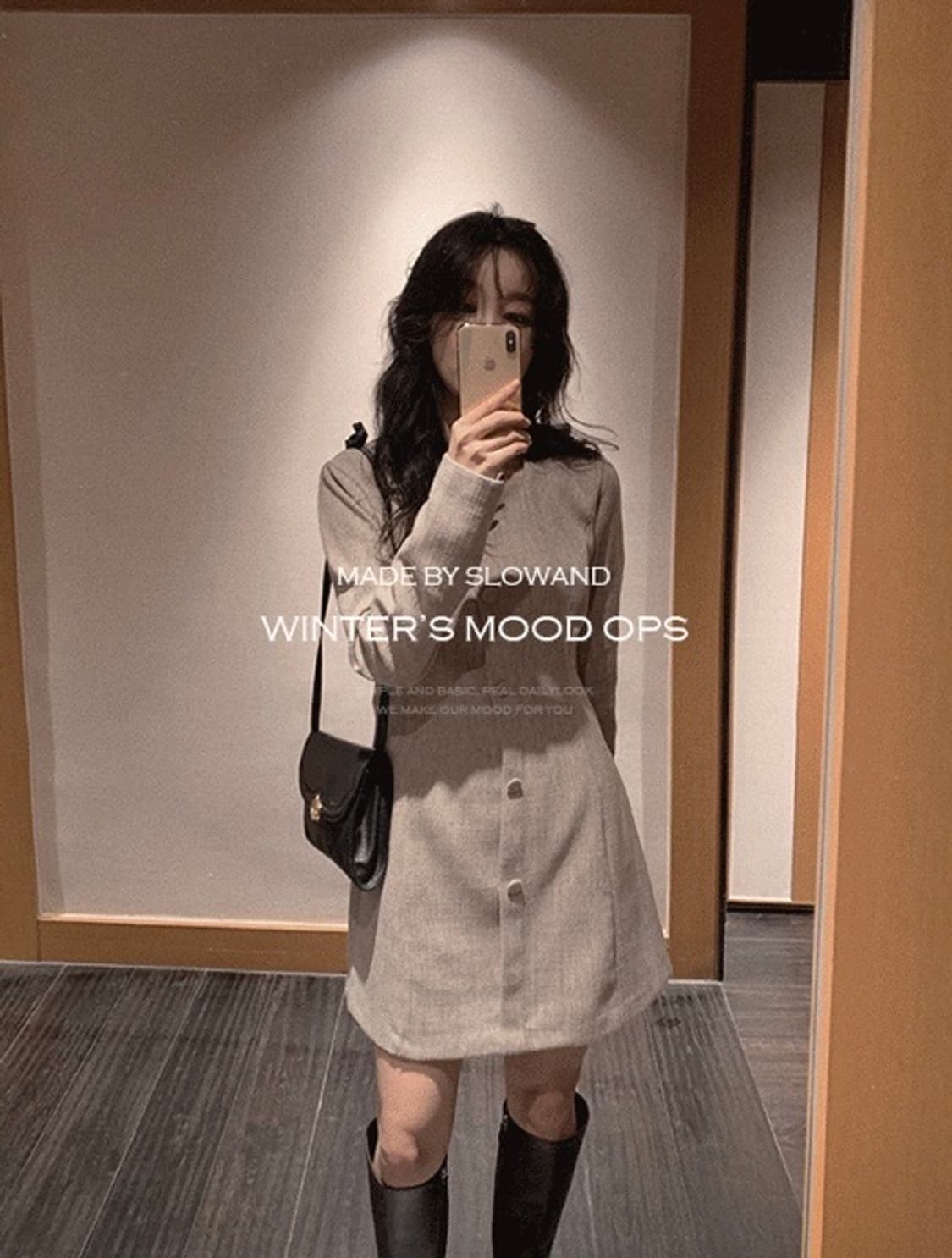 (미착용, 새상품) 슬로우앤드 made. 매트 트위드 라인원피스 상품이미지4