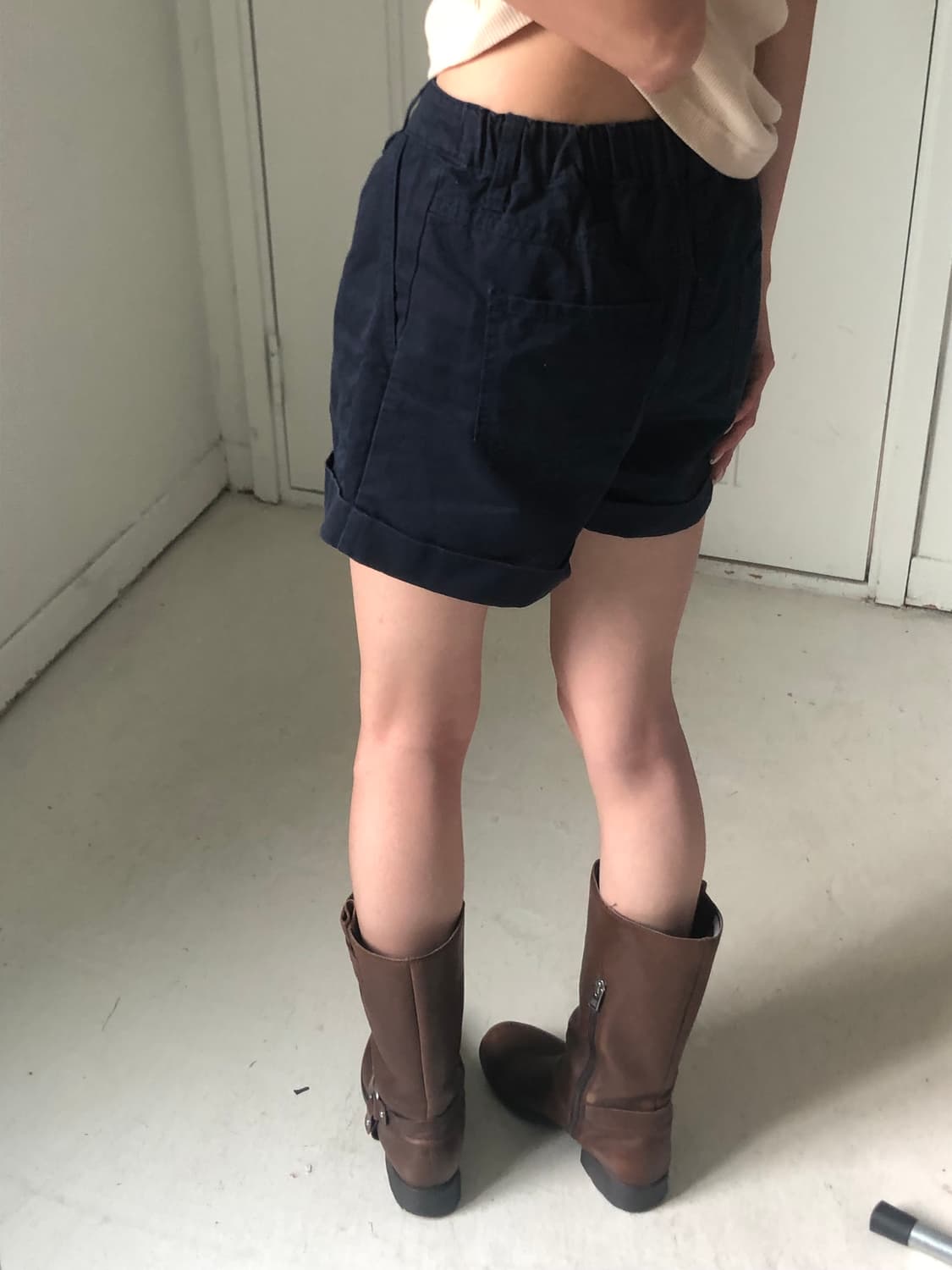일본빈티지 네이비 코튼 반바지 상품이미지3