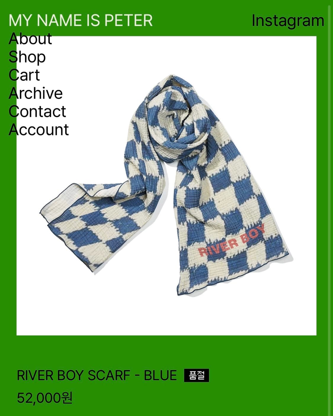 Mynameispeter RIVER BOY SCARF 상품이미지5