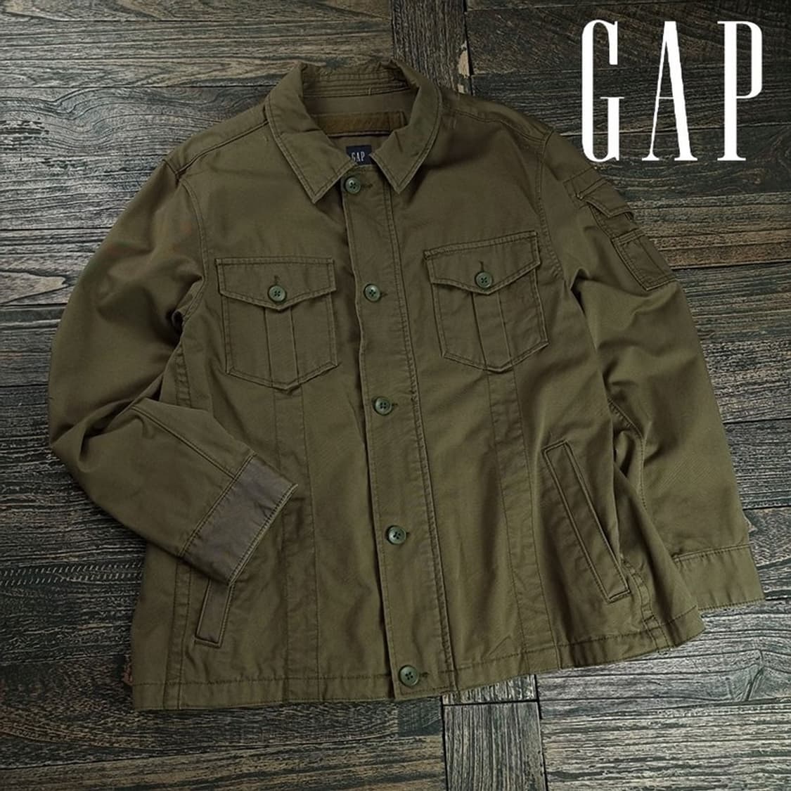 [갭] 빈티지 가공 코튼 트러커 자켓 카키 M19858 상품이미지1