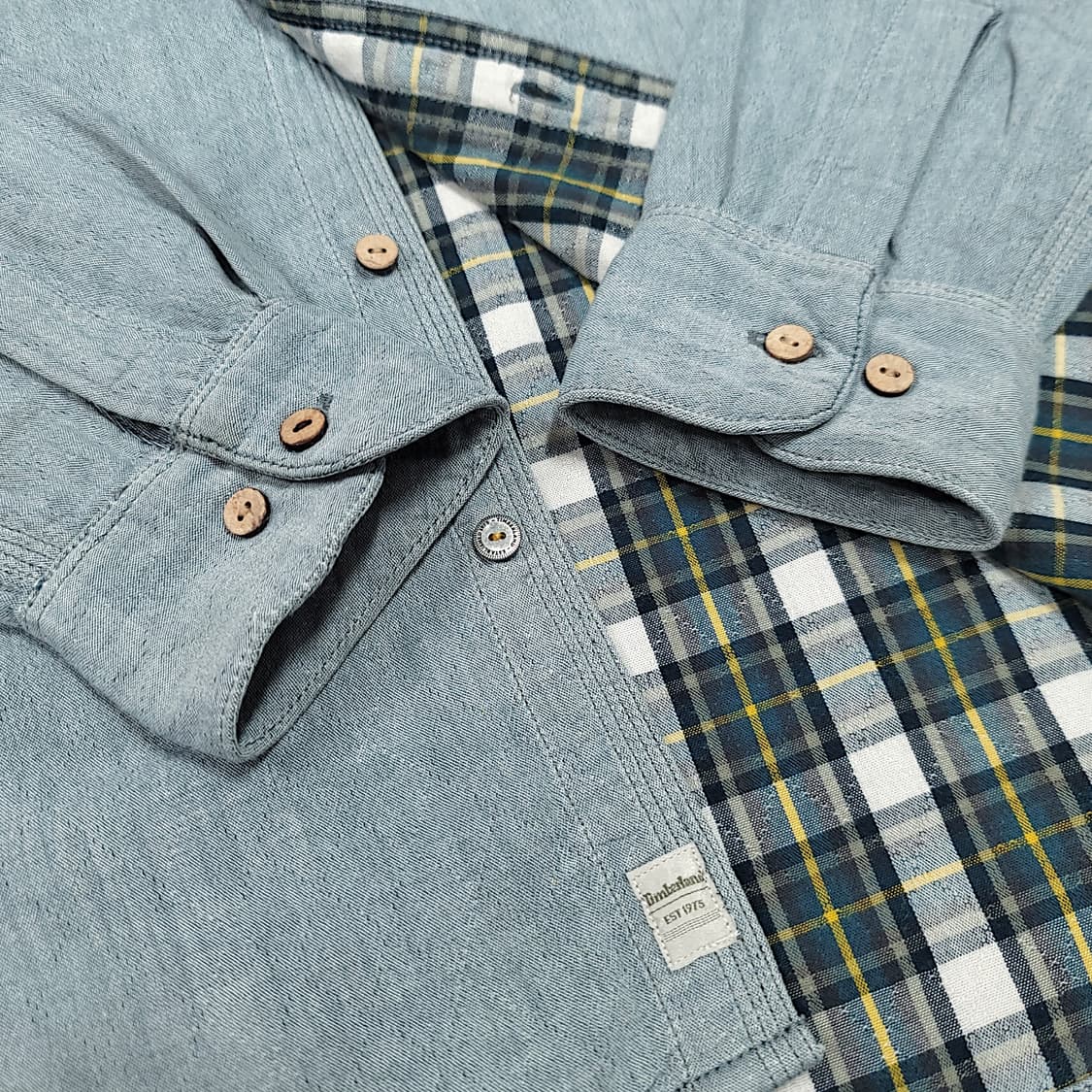 [L] 팀버랜드 라이트블루 샴브레이 롤업 긴팔셔츠 상품이미지6