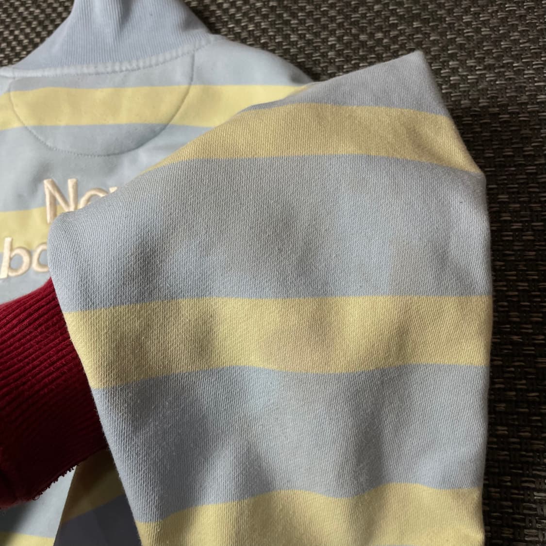 뉴발란스 키즈 스카이블루 옐로우 단가라 반집업 맨투맨 160 상품이미지8