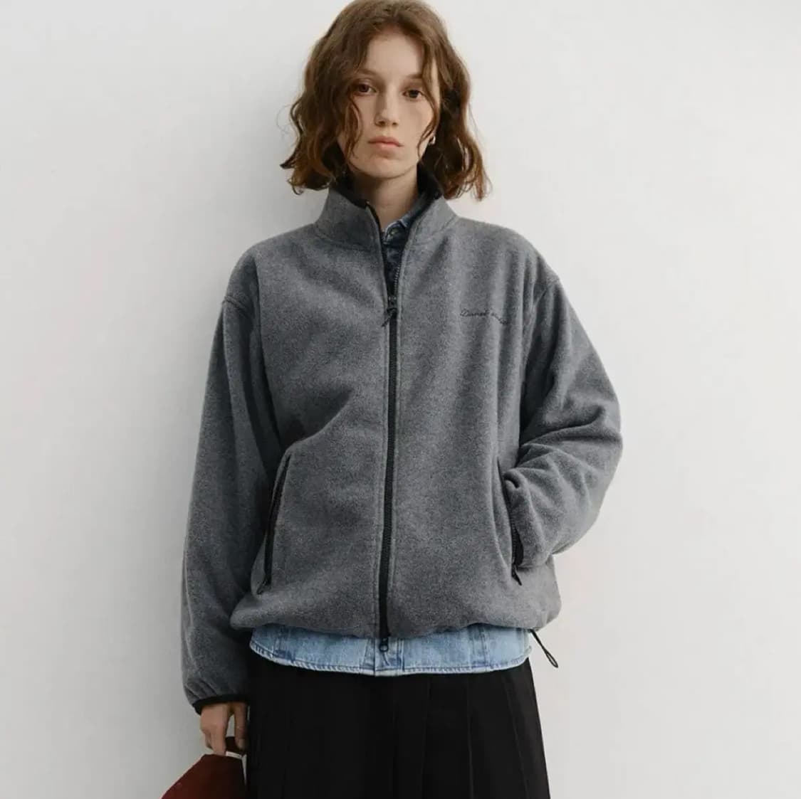 던스트 UNISEX ZIP-UP 플리스 차콜 그레이 상품이미지1