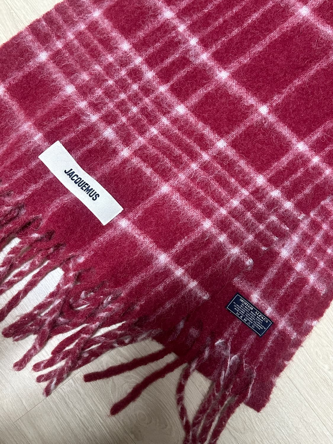 자크뮈스 레샤페까로 르 슈슈 자카드 체크 스카프 다 크 레드 머플러 상품이미지4