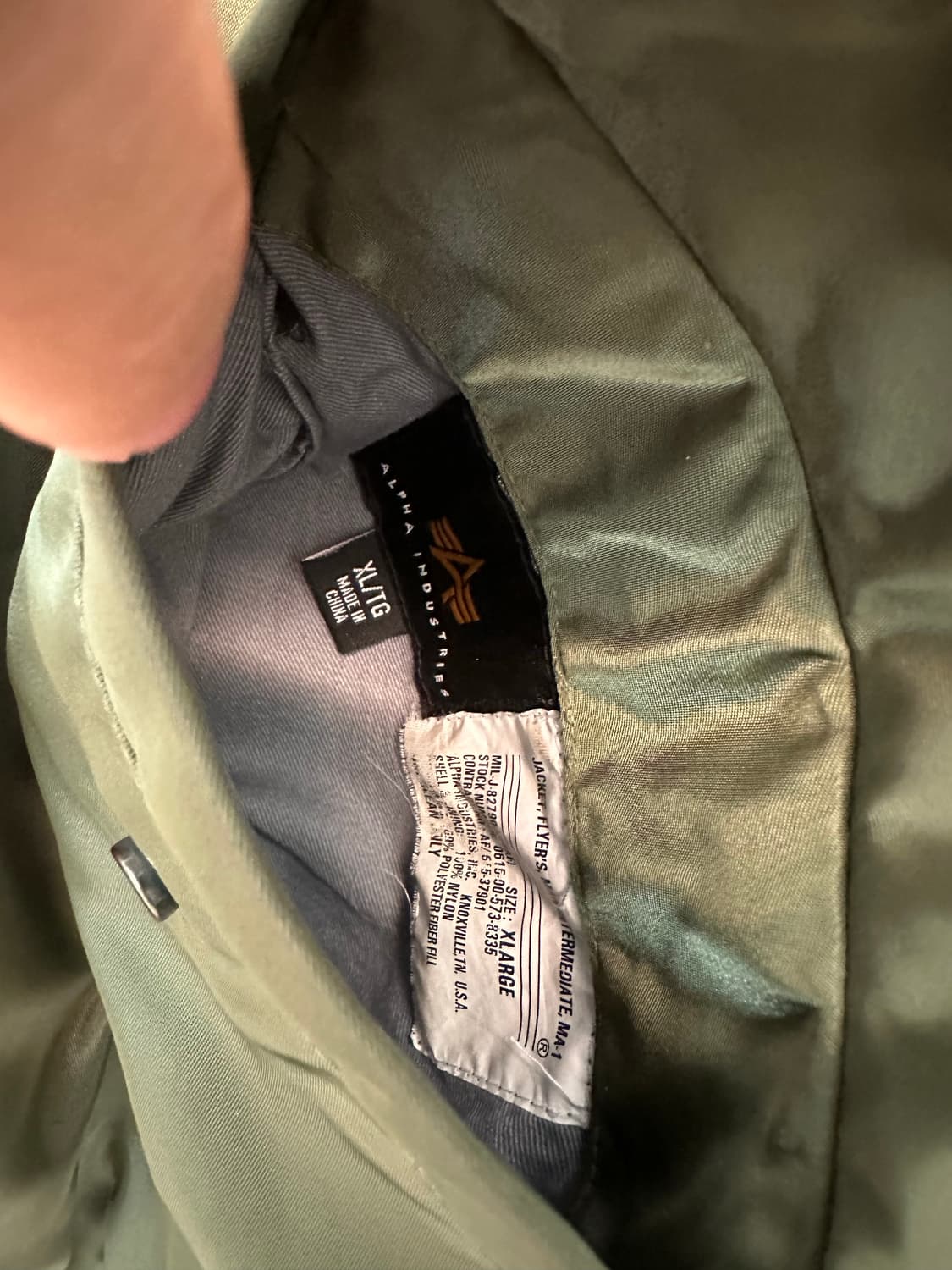 알파인더스트리 MA-1 항공점퍼 XL 세이지 그린 상품이미지6