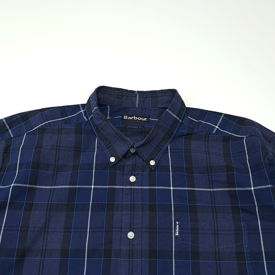 CL746 XL 바버 네이비 클래식 타탄 체크 네이비 셔츠 남방 상품이미지2