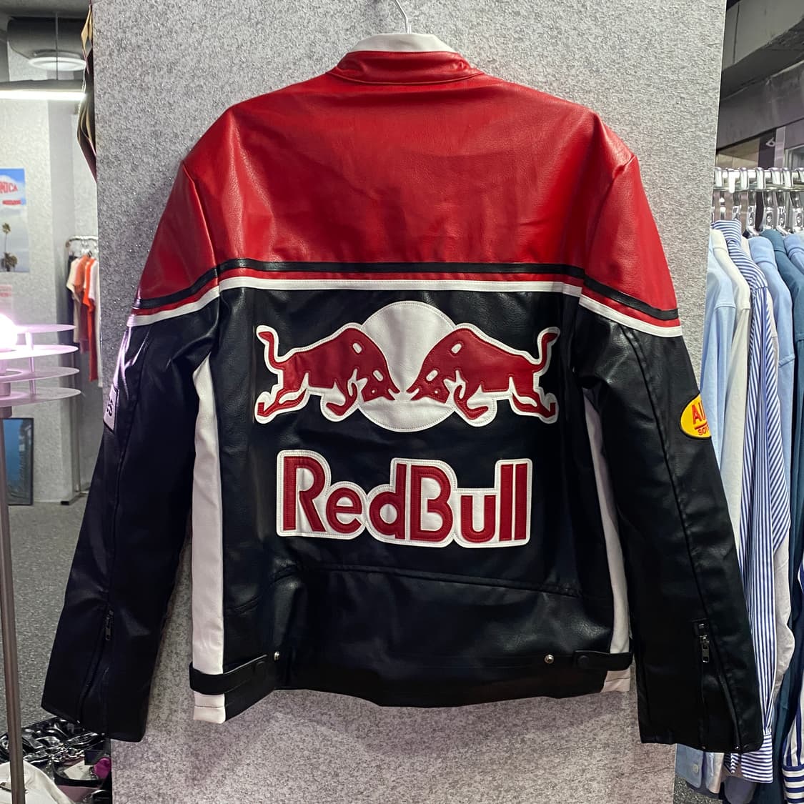 레드불 빅로고 배색 레이싱 레더자켓 B3257 상품이미지4