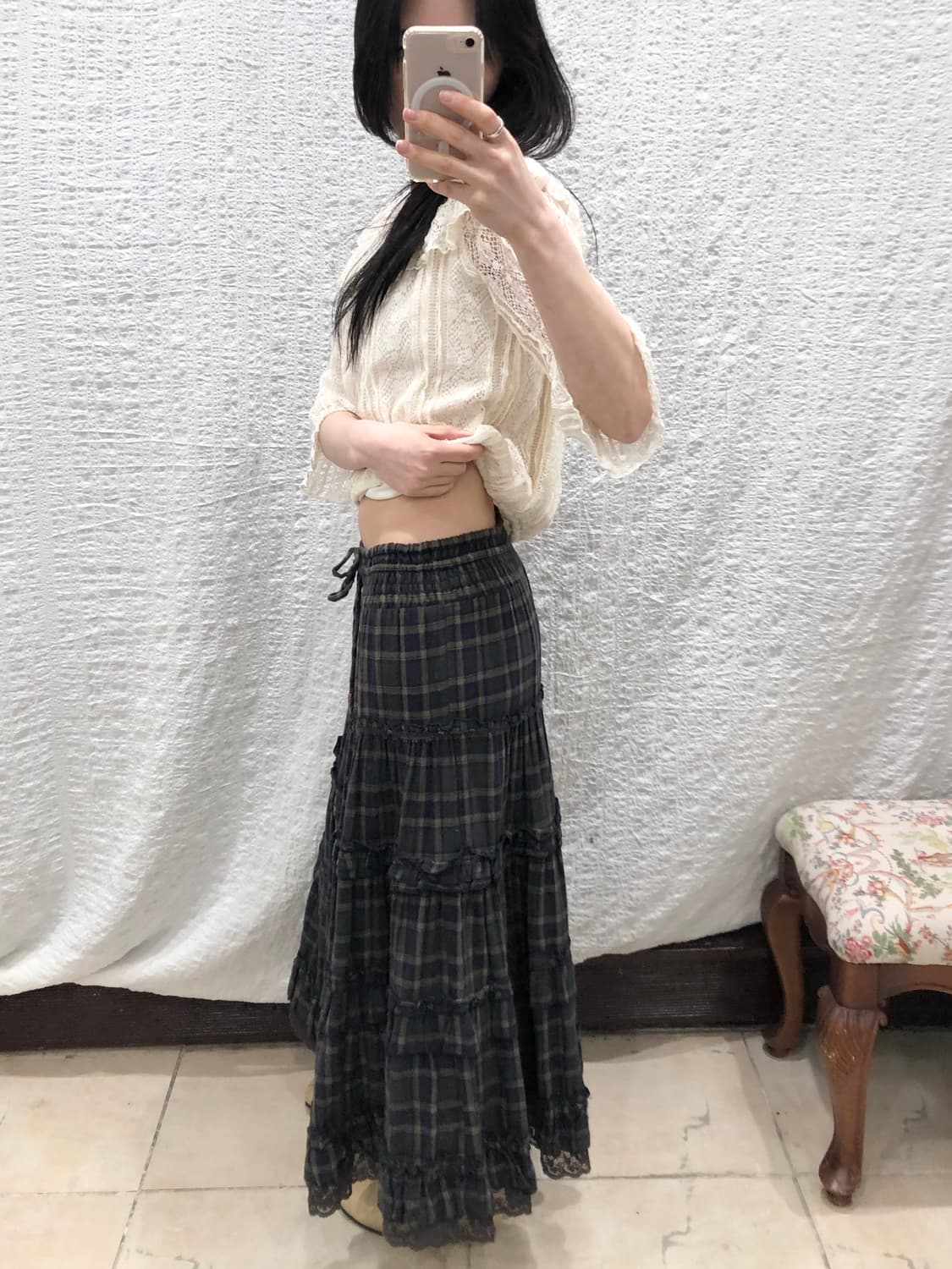 plaid ruffle breeze skirt 상품이미지4