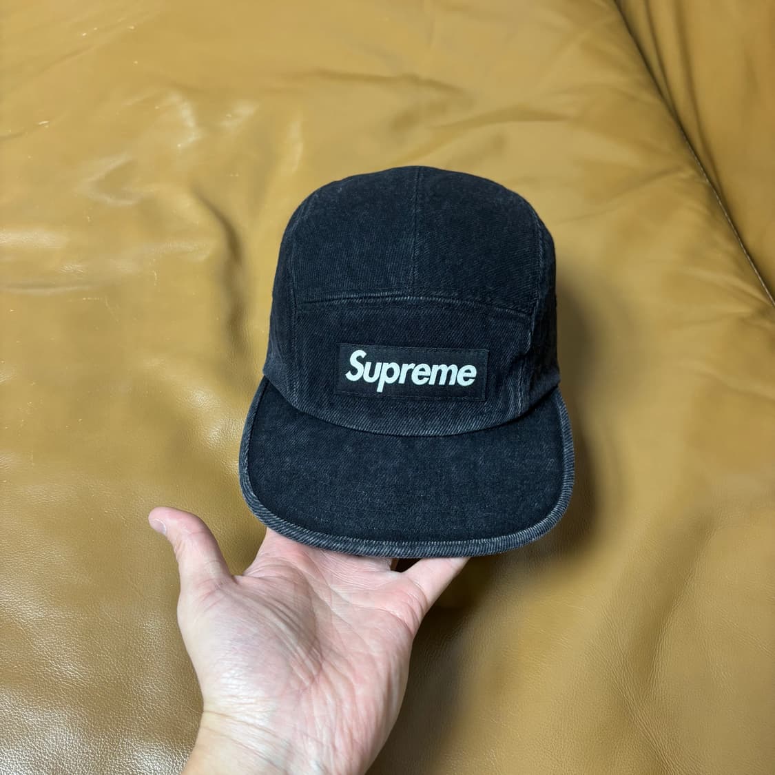 슈프림 캠프캡 모자 박스로고 데님 블랙 상품이미지2
