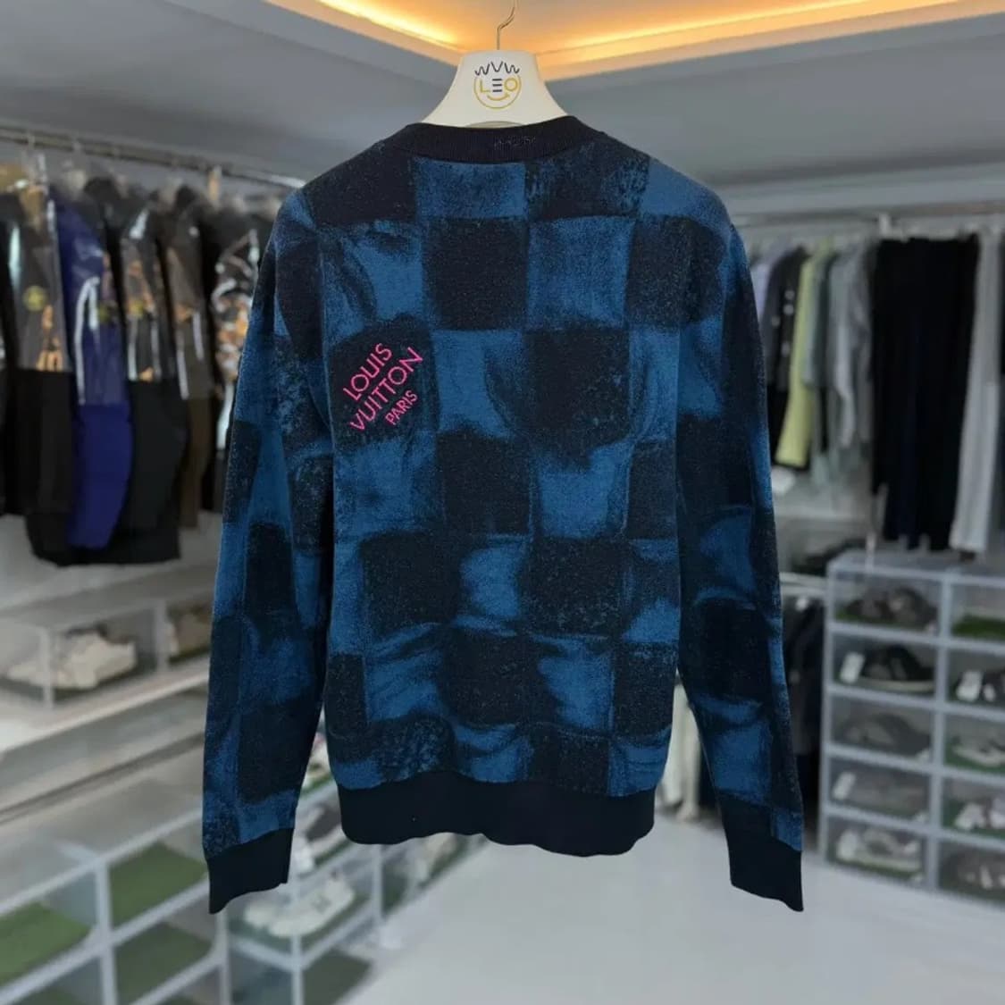 [정품,새상품급] 루이비통 블루 체크 크루넥 니트 S 상품이미지4