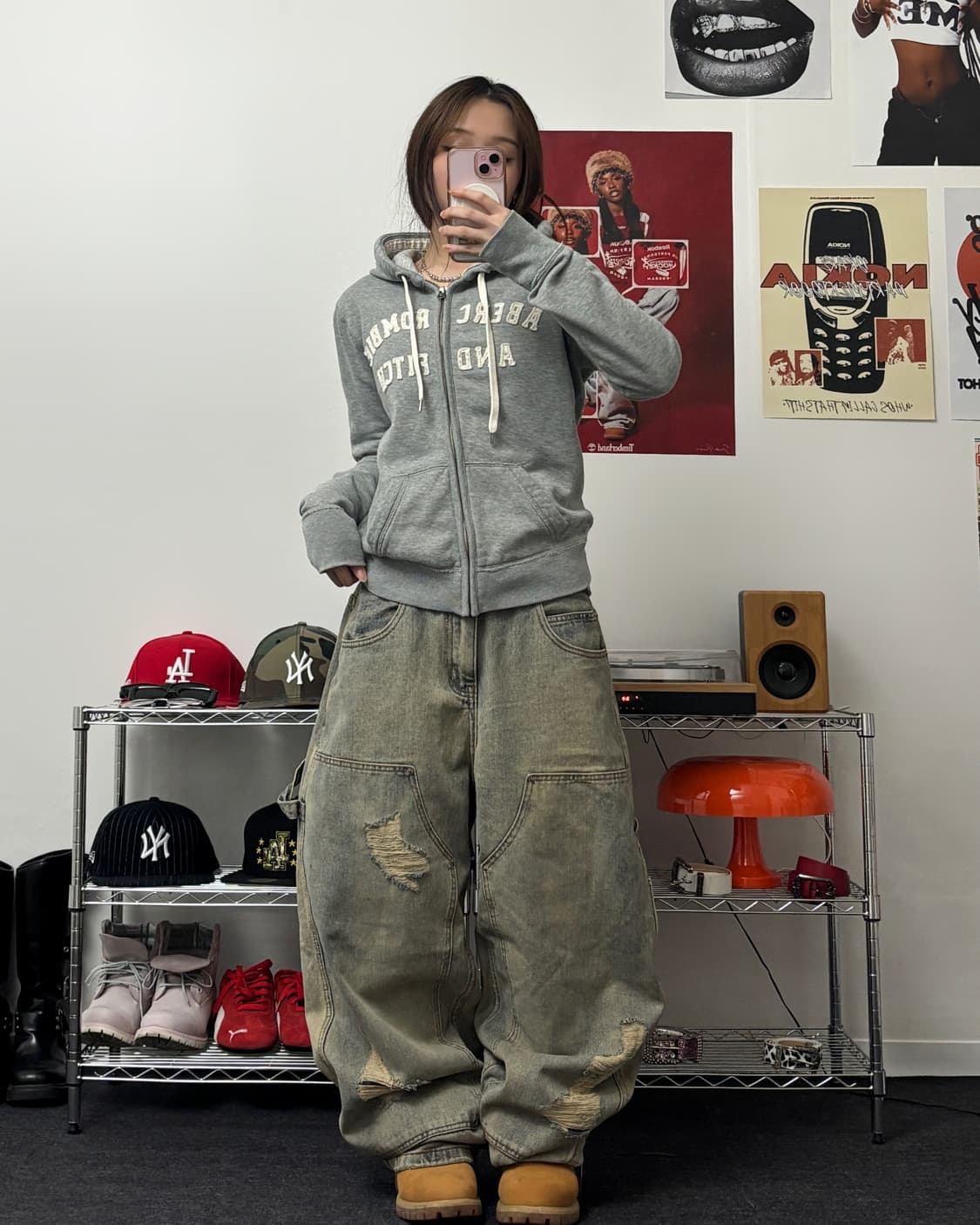 아베크롬비 아치로고 그레이 후드집업 상품이미지3