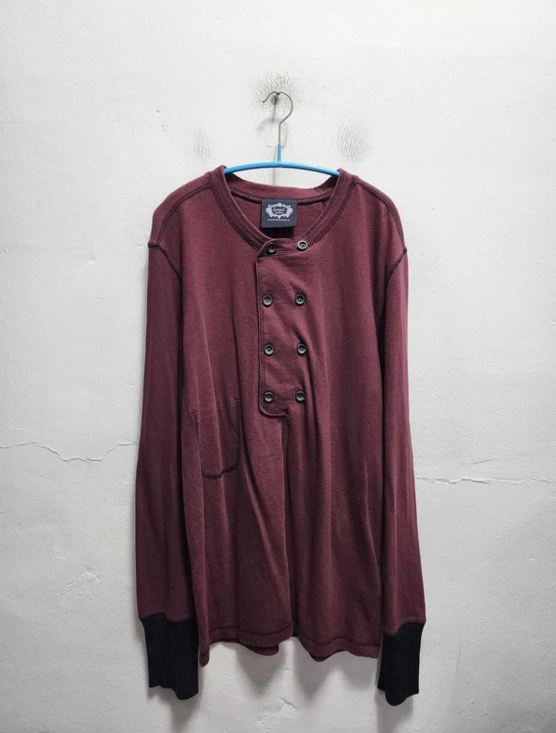 버건디 스판 헨리넥 상품이미지4