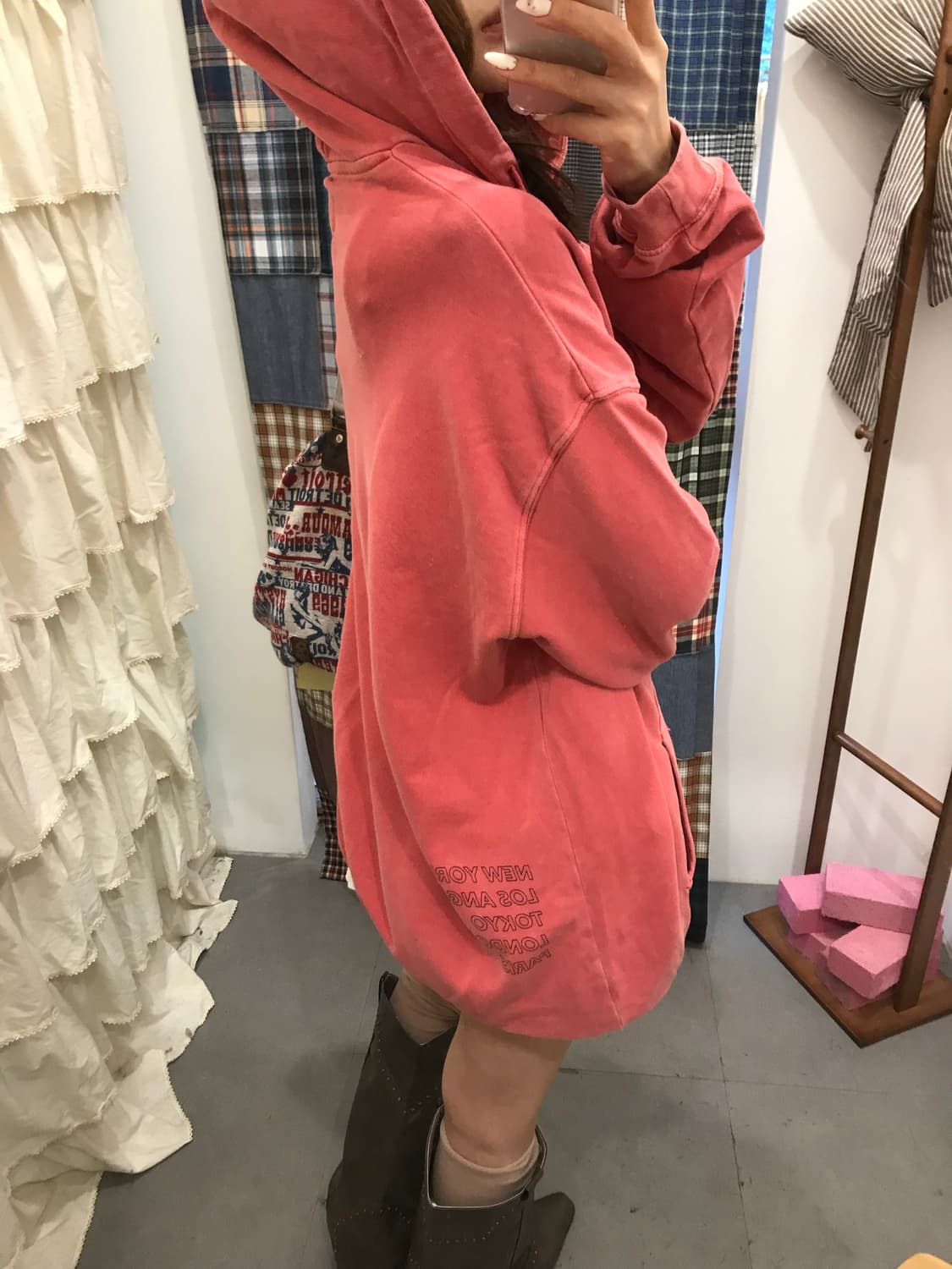 스투시 핑크 후드티 상품이미지3