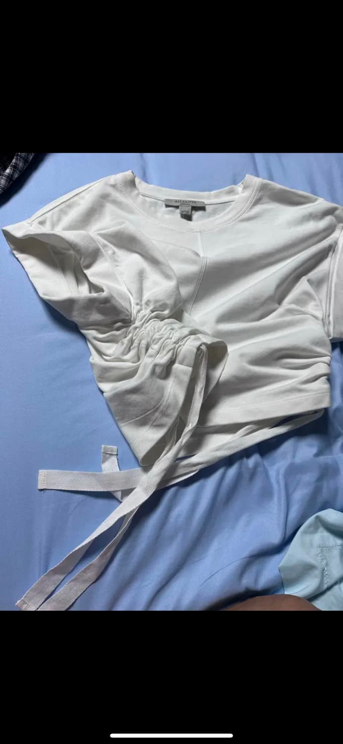 올세인츠 미라 드로우코드 사이드 크롭티 화이트M (새상품) 상품이미지4