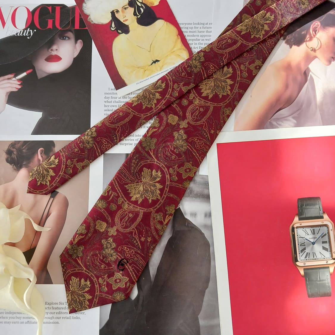 세루티 실크 페이즐리 리프 자카드 넥타이 8.7cm A+등급 A19281 상품이미지3