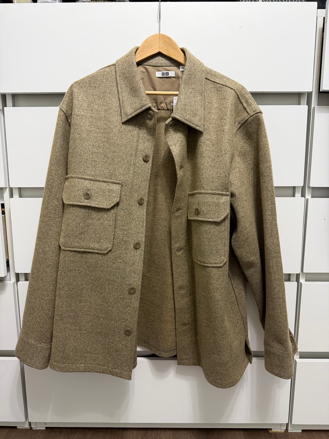 [XL] 유니클로U 플리스 셔츠 자켓 베이지 상품이미지3