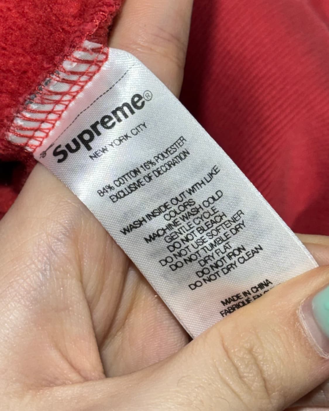 S SUPREME 슈프림 컬러 스펠링 패치 워싱 레드 후드티 상품이미지7