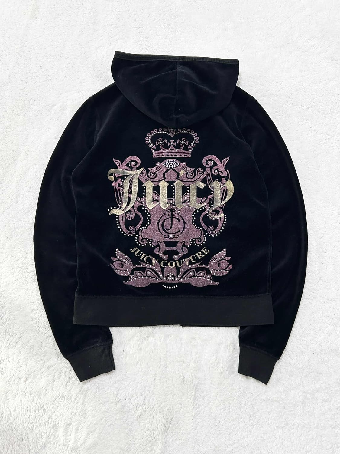 쥬시꾸뛰르 빅로고 블랙 벨벳 후드집업 상품이미지6